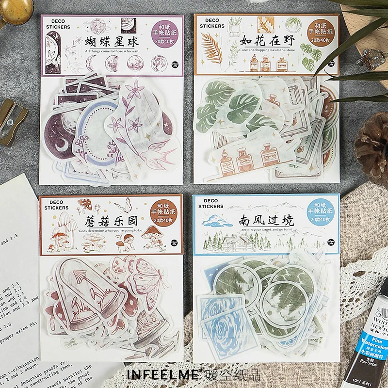 40 шт./компл. Винтаж наклейки Ретро цветок растение свадебная брошь рисунком