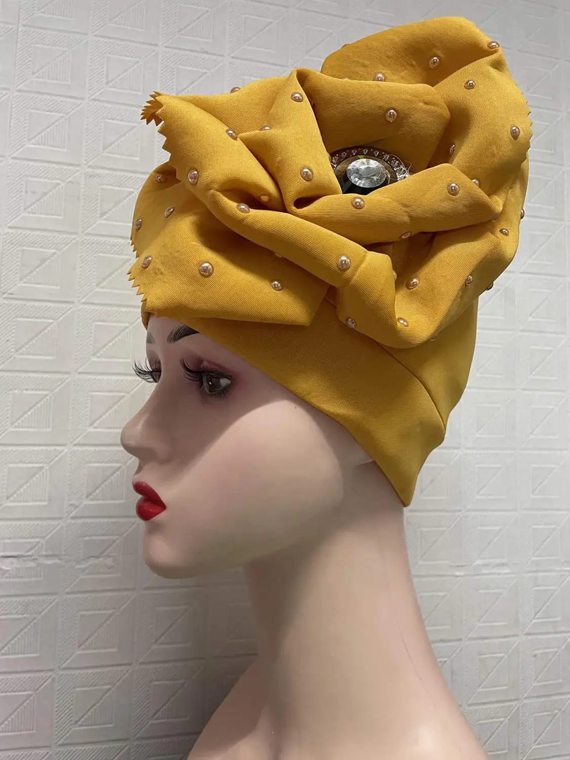 Элегантный большой тюрбан с цветком женская шапка кепка камнями индийская Кепка