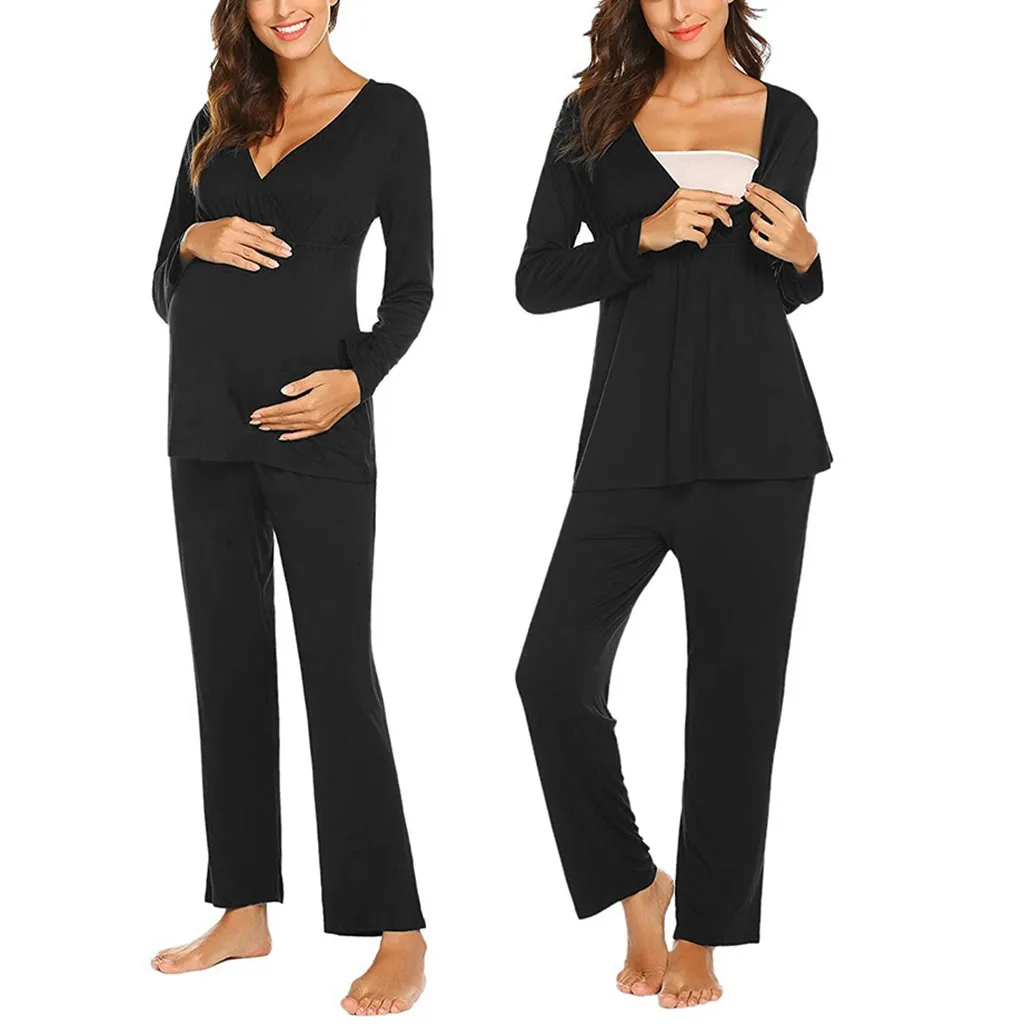 

Средства ухода за кожей для будущих мам пижамы для беременных с длинным рукавом уход топы и штаны пижама костюм для беременных кормящих Blusas ...