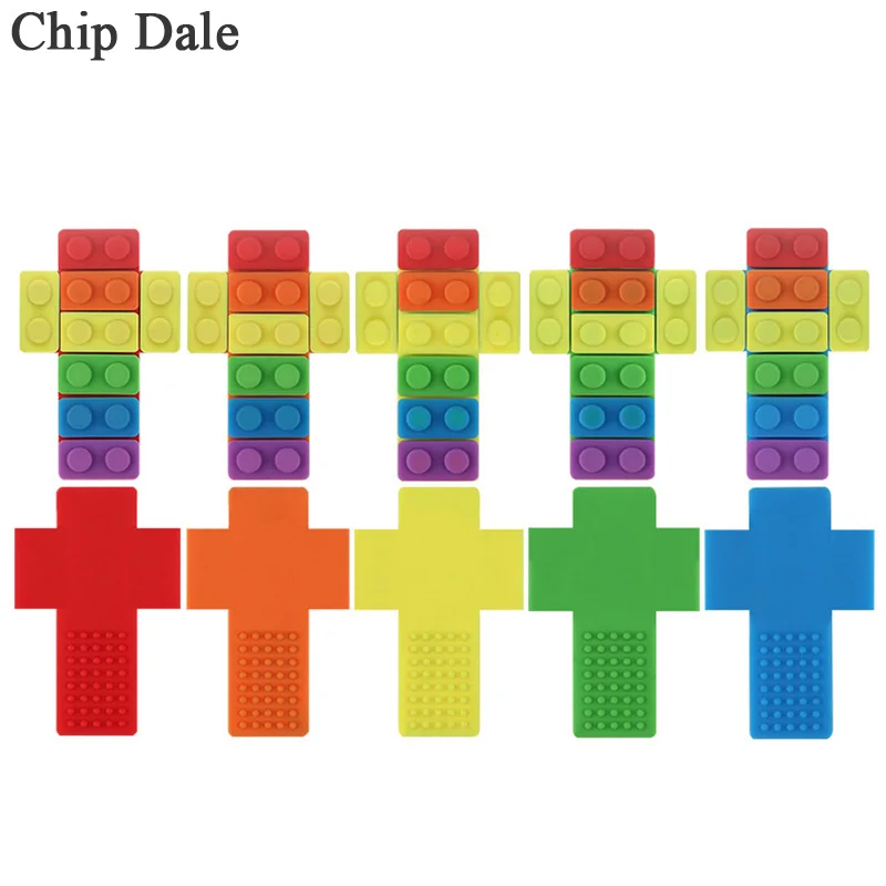 

Chip Dale 5pcs Silicone Building Blocks Teether for Autistic Sensory Chewing Pendant Necklace Teething Silicone Stick
