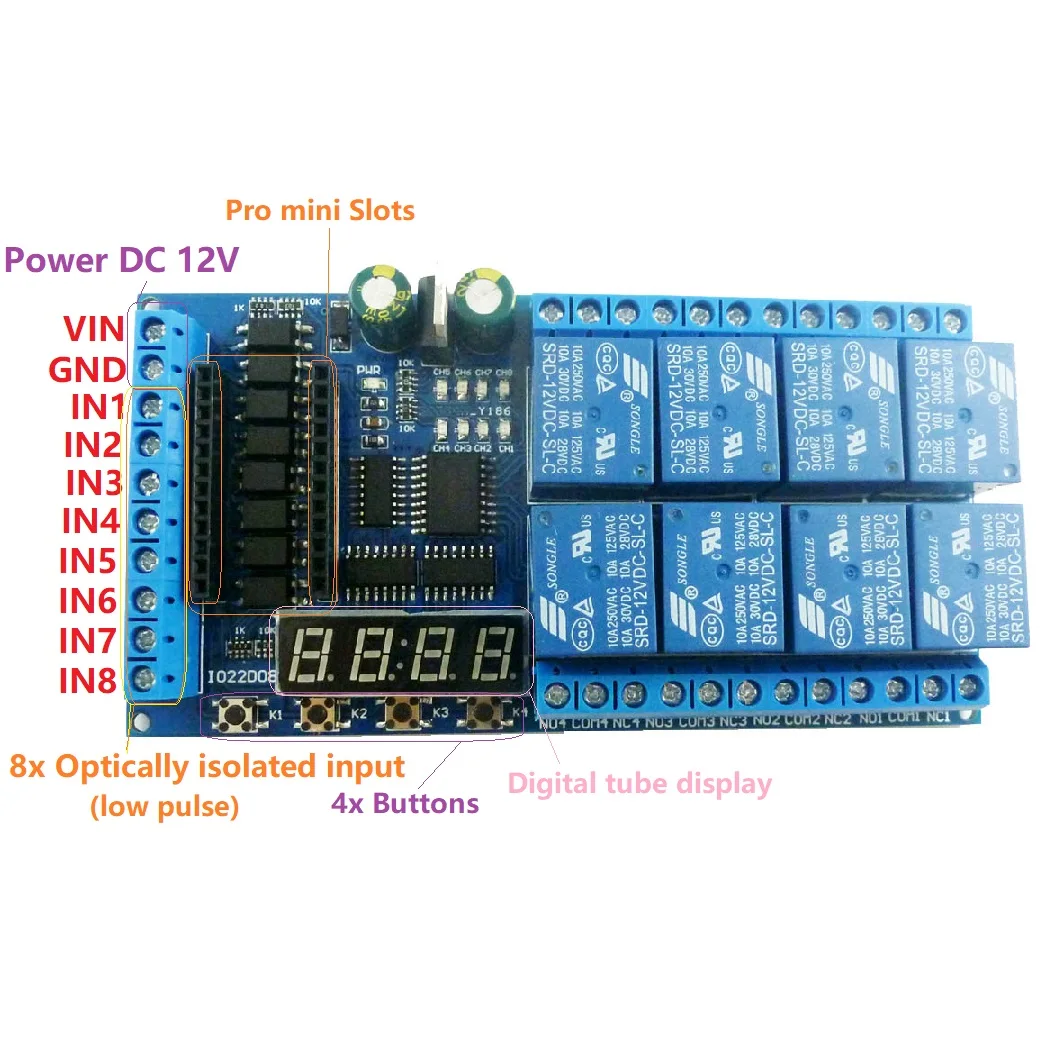 Dc 12 В 8ch Pro Mini Plc плата Релейный Щит Модуль подходит для Arduino многофункциональная