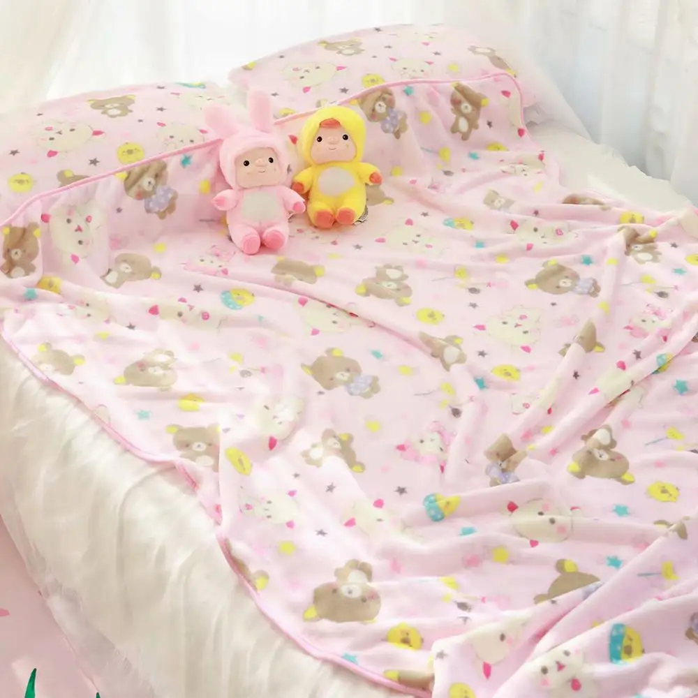 

Мягкое удобное фланелевое одеяло Kawaii Rilakkuma с коричневым медведем, плюшевая игрушка, наволочка, товары для дома, подарки для девочек