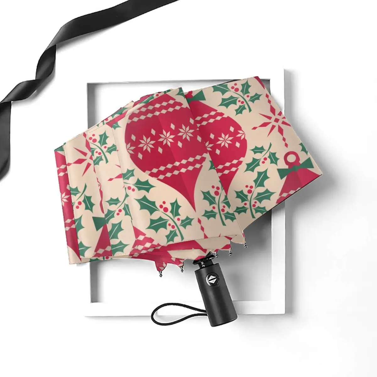 Economici Ombrello Automatico Pieghevole Resistente Al Vento Donna Auto Vintage Elemento Natalizio Ombrelli Antivento Pioggia Per Uomo Ombrellone