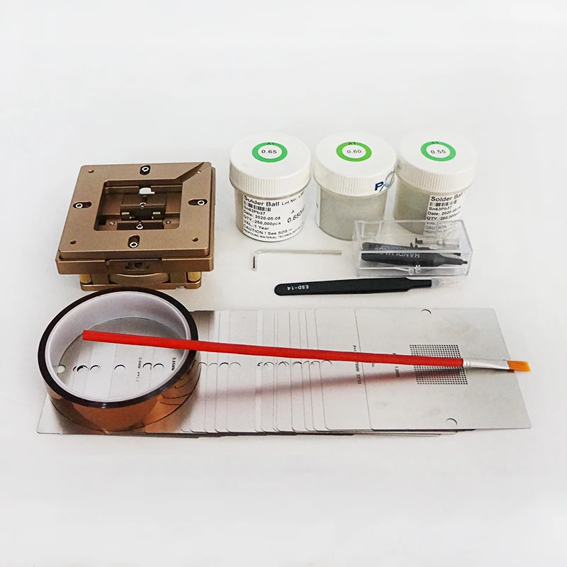

80MM 90MM universal reballing jig 29pcs BGA Reballing Stencils Kit 250K Leaded solder ball ESD tweezers Vacuum pen HANDI-VAC
