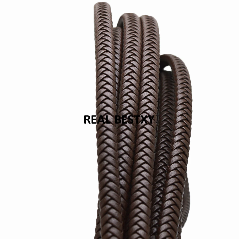 2 м/лот приблизительно 8*5 мм коричневый плоский плетеный кожаный шнур веревка для