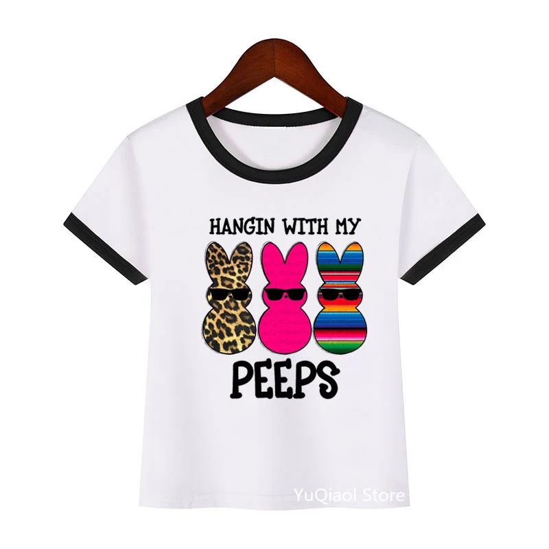 Camisetas con estampado de conejos y leopardo para ni&ntilde;os, ropa bonita para beb&eacute;s, Top blanco de verano, Camiseta c&oacute;moda, camiseta divertida-1