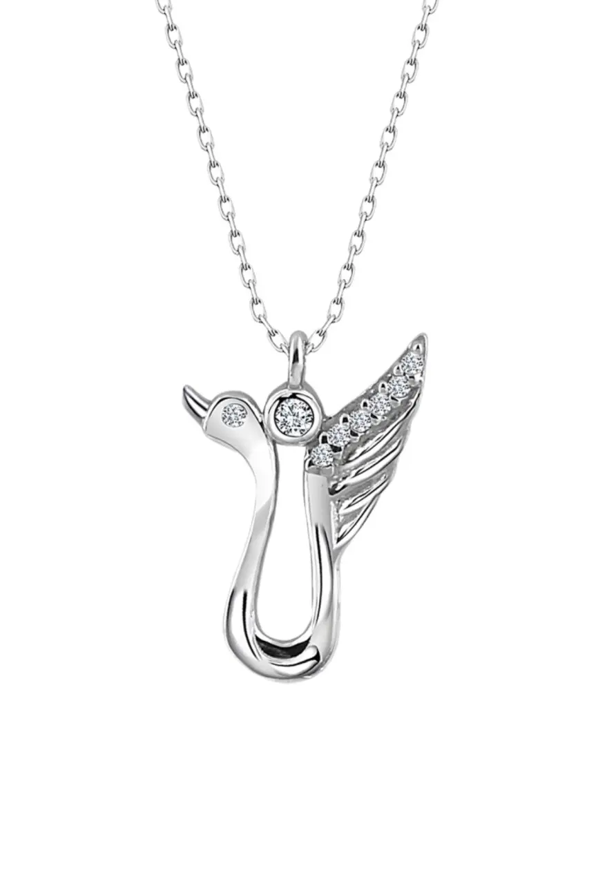 

Certified Swarovski Cubic Zirconia Crane Bird 925 Sterling Silver Pendant