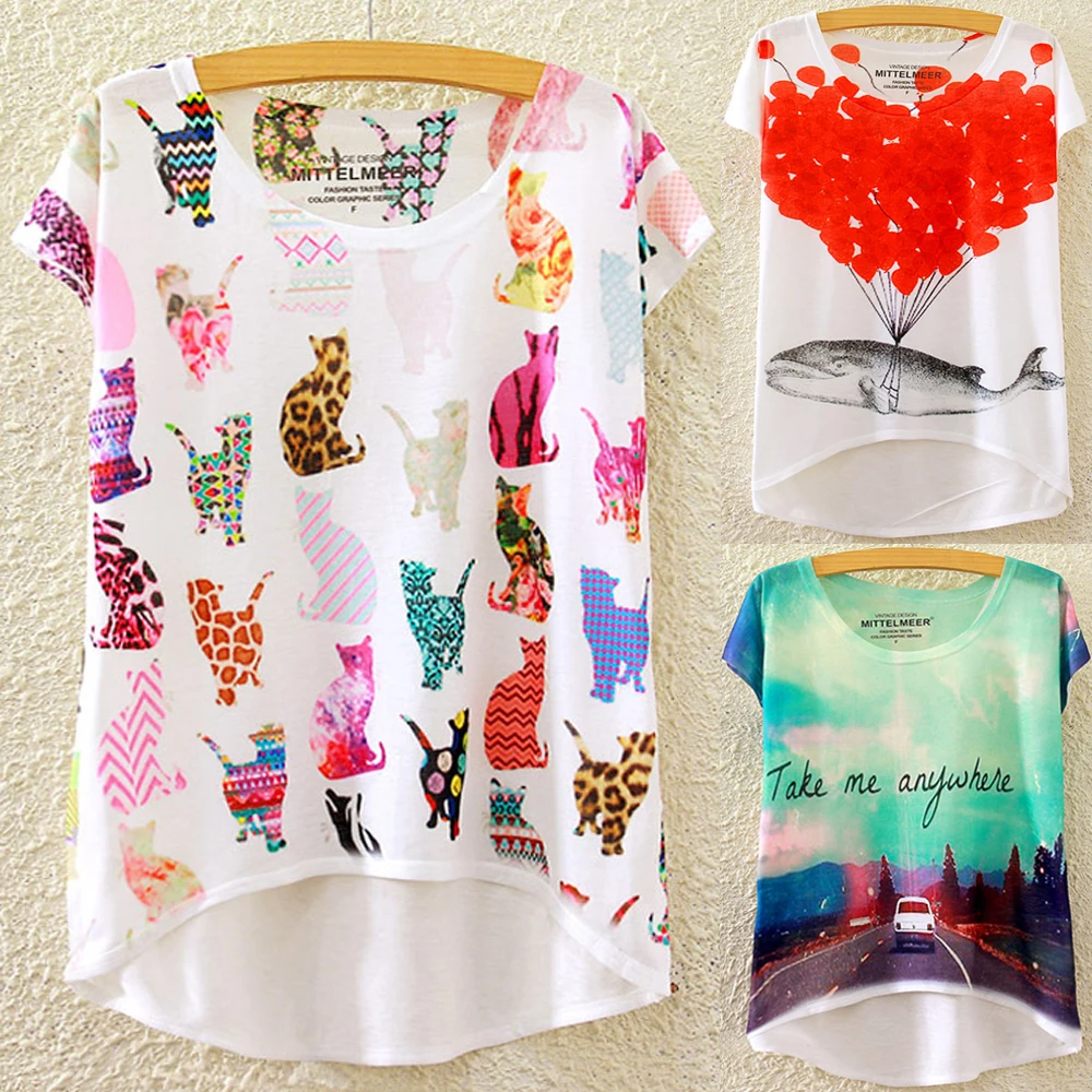 

Футболка Artguy женская с принтом, модная Милая футболка в стиле Харадзюку, с креативным принтом, с коротким рукавом, на лето