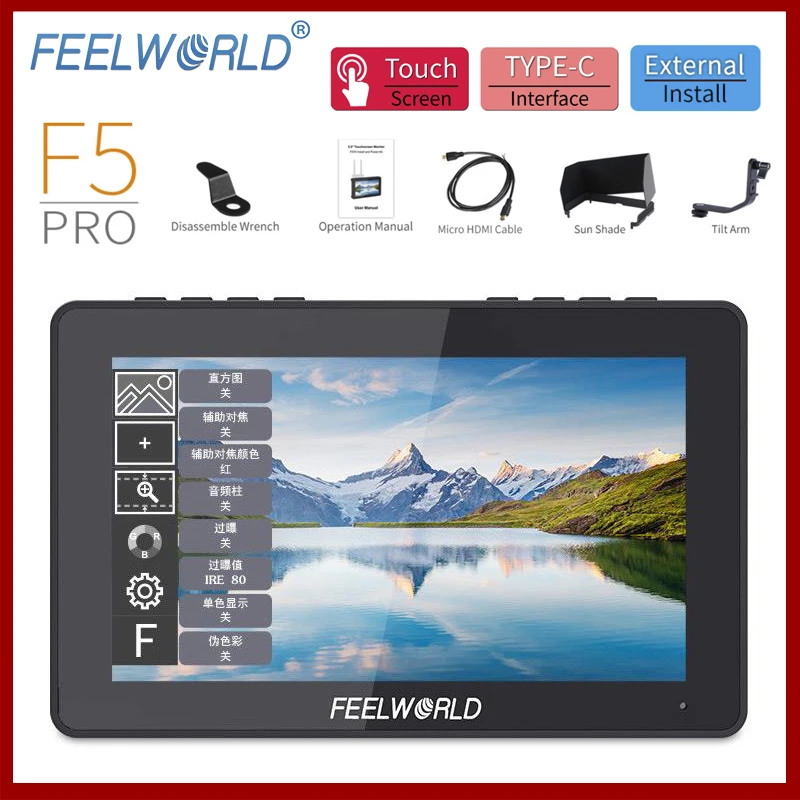 Online FEELWORLD F5 Pro Monitor Touch Screen 5,5 Zoll 4K HDMI-kompatibel Video IPS FHD1920x1080 Feld Monitor Für Kamera