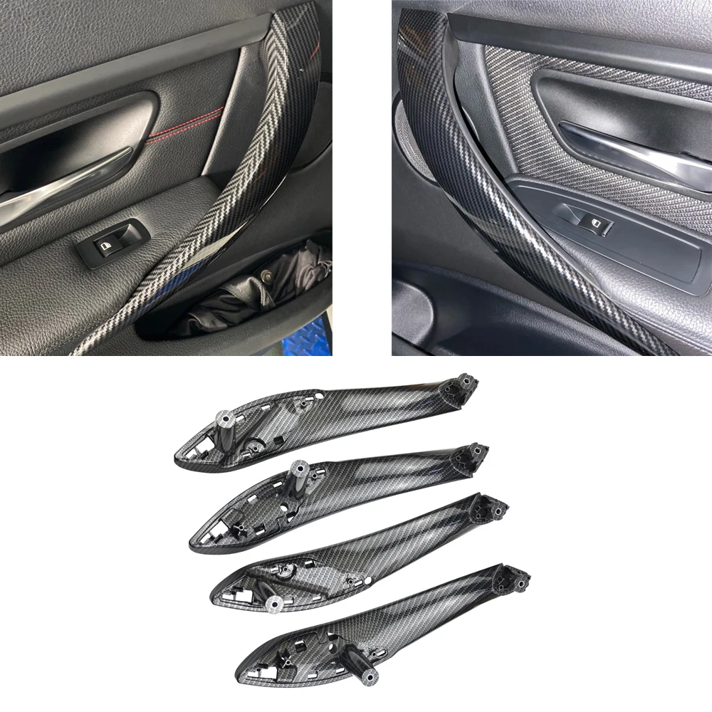 

front rear left right Door inner handle carbon fiber color interior handle cover replacement for f30 f32 BMW 3 series 2012-2019