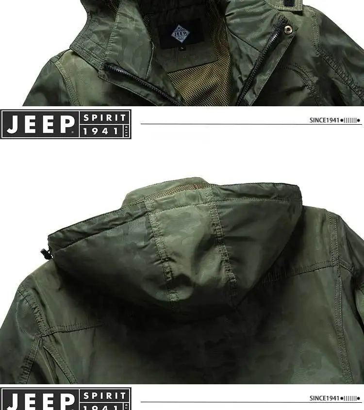 JEEP SPIRIT военная куртка мужская повседневная с капюшоном воротник сетчатая юбка пальто Мужская Плюс Размер M-4XL Верхняя одежда летняя куртка