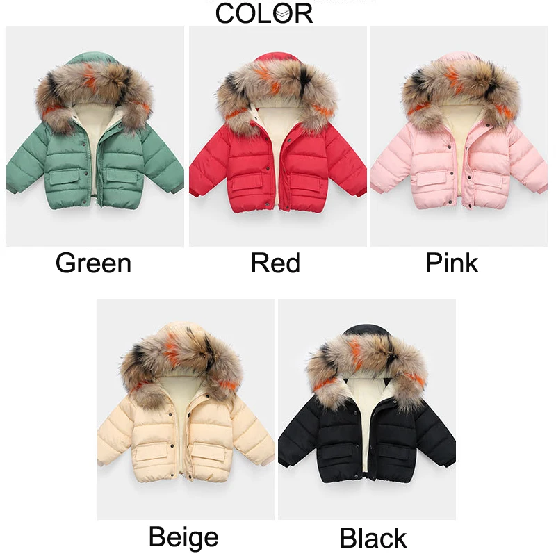 2020 Winter Baby Girl Jacket Toddler Boys Jackets Real Fur Collar Kids Cotton Coats Clothes Infants Toddlers Girls Warm Jackets images - 6