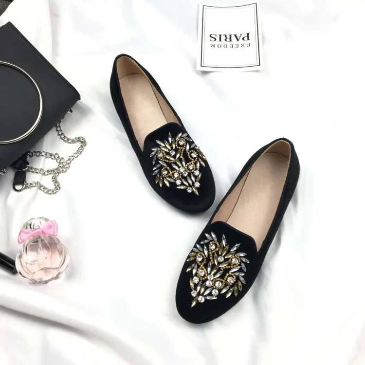 Удобные лоферы kmeioo с драгоценными камнями женские повседневные туфли на плоской