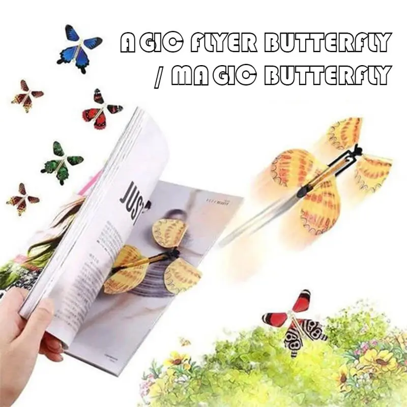 

The new 5-piece set of flying butterflies Magic butterfly Rubber band power wind-up butterfly toy New strange magic prop toy