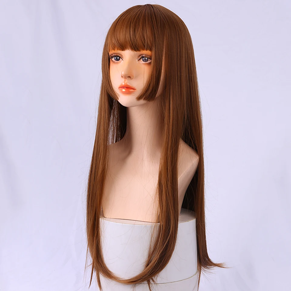 AILIADE Синтетические длинные прямые парики с челкой для женщин афро американский