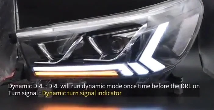 

Full LED DRL Headlights Car Head Light bar cover fog Lamp For Toyota Revo Hilux Recco accessories 2015 - 2019 modify auto parts