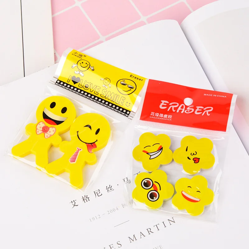 Милый со смайлами гуманоид ластик для студентов творческий * 2 шт | Канцтовары