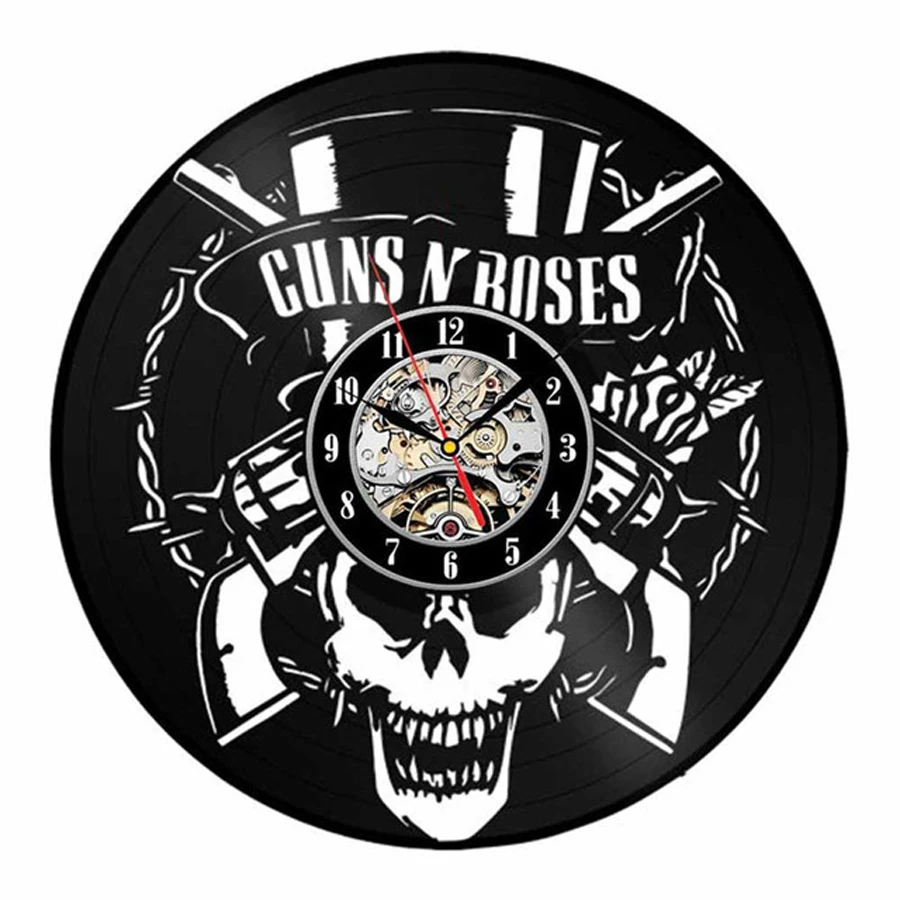 Guns N Rose Виниловая пластинка настенные часы современный дизайн Музыкальная Тема GnR Slash 3D наклейки винтажные часы в виде компакт-диска настенные часы домашний декор