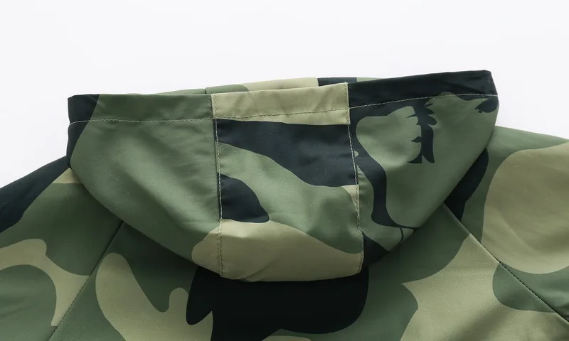 

2021 Boys Fashion Jackets Kids Outerwear Baby Lightweight Windbreaker Camo Print Zip Jacket Hooded Outwear Waterproof Boys Coat