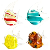 4 colors vivid crystal glass tropical fish animal figurines hand blown glass craft modern sculpture home table decor xmas gift