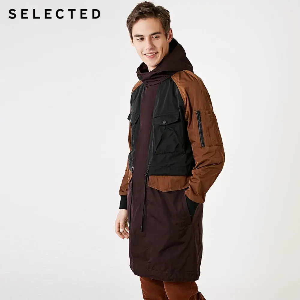 

SELECTED Men's Contrasting Windbreaker Long Jacket Outwear Hooded Outwear Mid-length Trench Coat C | 4191OM523