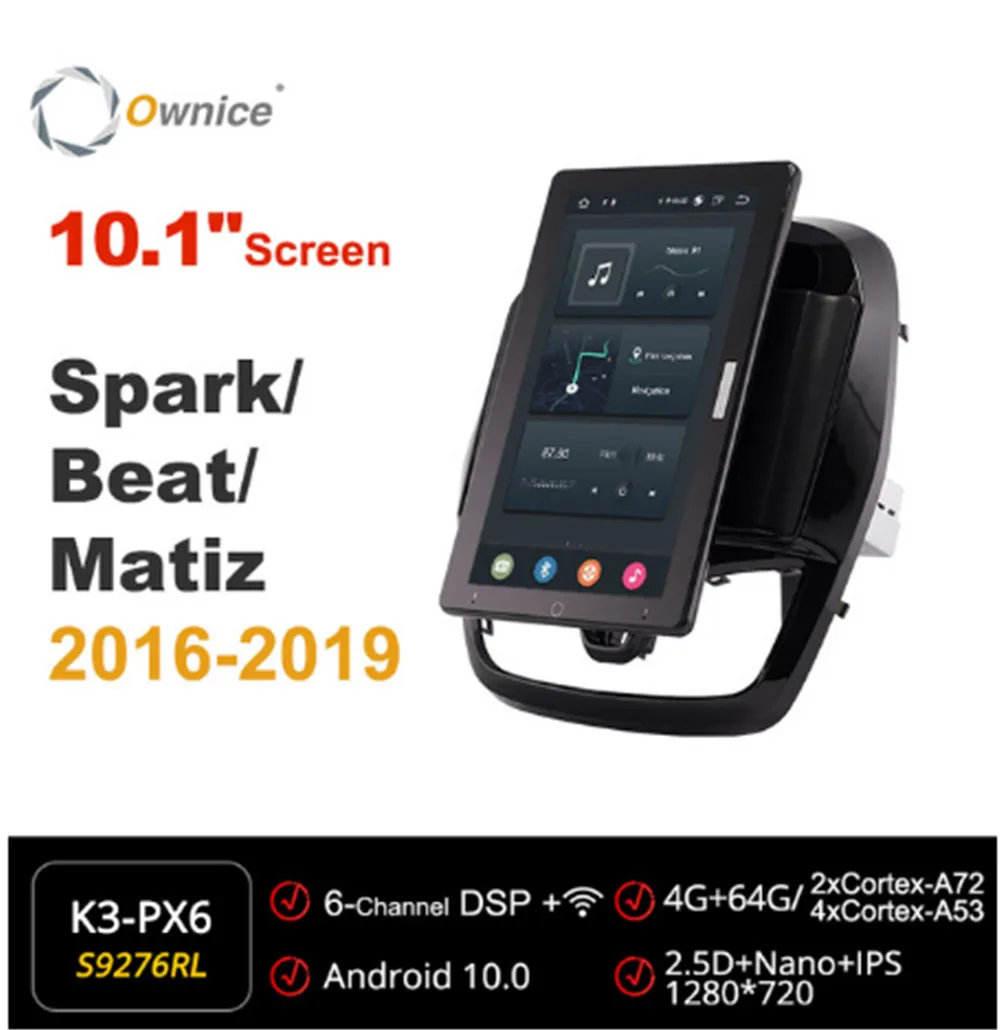 

1280*720 Ownice Android 10,0 Автомагнитола для Chevolet Spark/Beat/Matiz 2016-2019 мультимедийный аудио Головной блок 10,1 "IPS поворотный