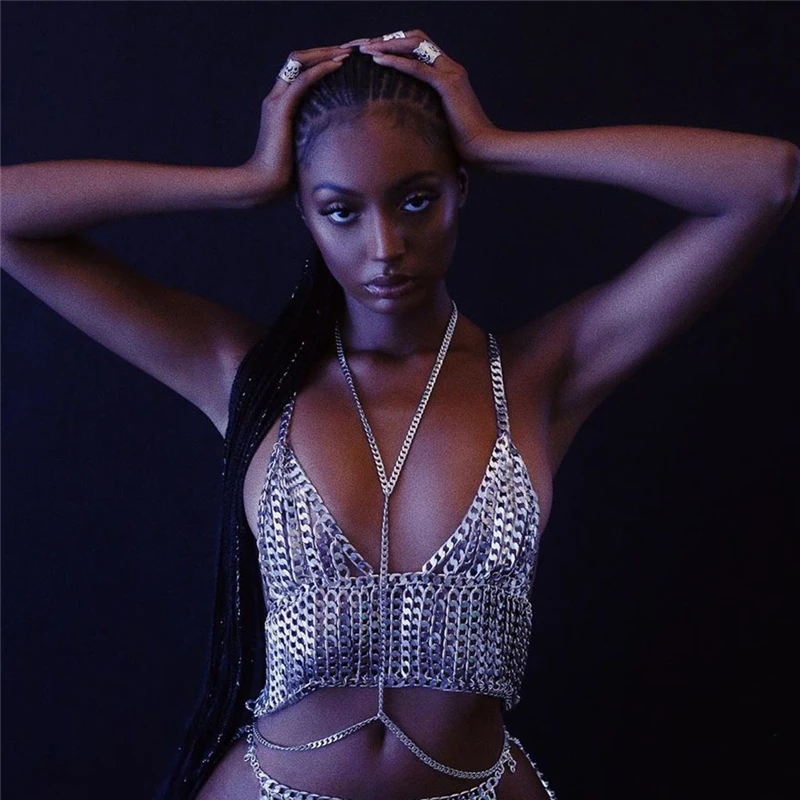 Женский многослойный топ с открытой спиной золотистый/серебристый ажурный