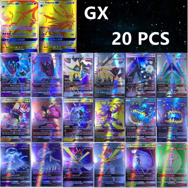 20PCS GX Shou Все виды GX MEGA EX гигантский Блестящий Покемон карточная игра битва торговля карточная детская Покемон игрушки - Цвет: 20PCS GX Shou