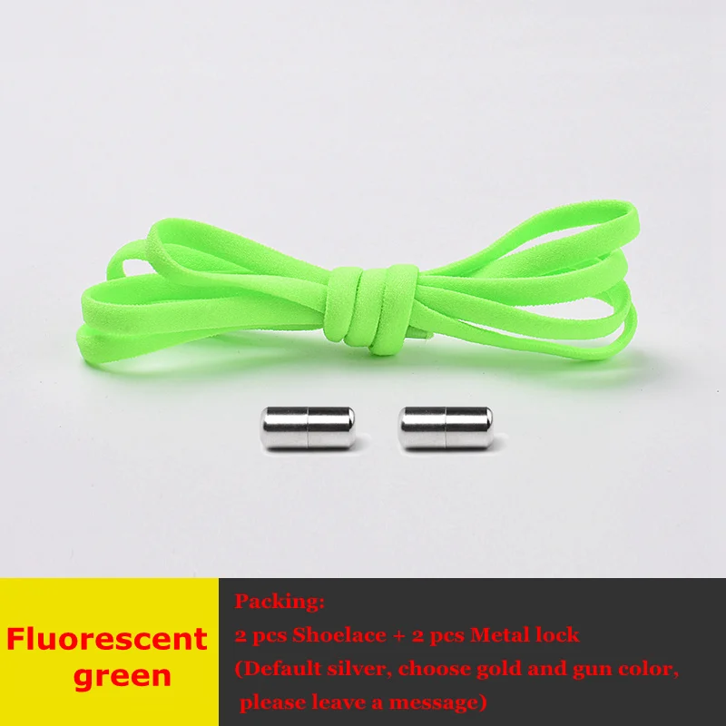 Fluorescent green 19 цветов шнурки для обуви без завязок эластичные шнурки для детей и взрослых полукруглые шнурки с быстрым замком кроссовки для отдыха ленивые шнурки 1 пара - Цвет: Fluorescent green
