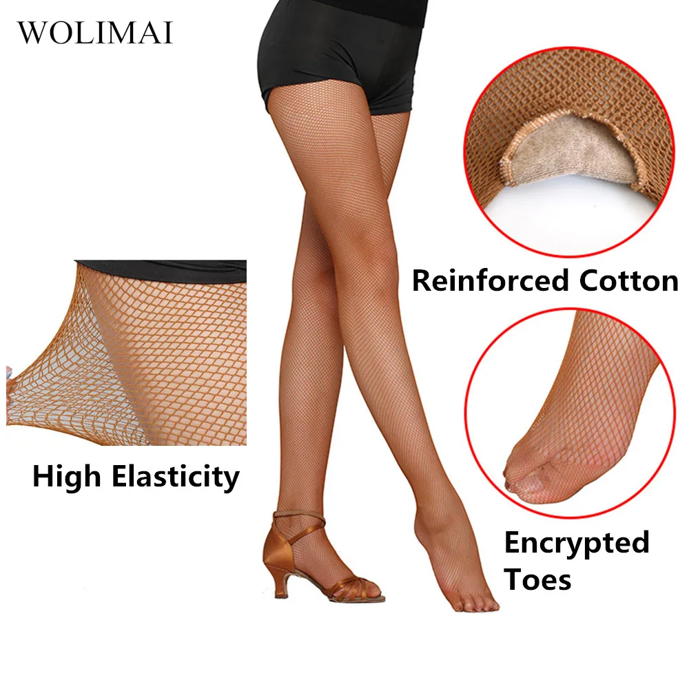 Профессиональные носки для латинских танцев в сеточку с промежностью латинские