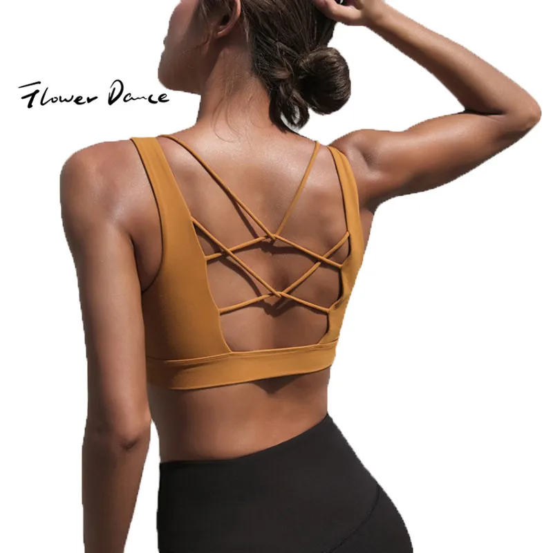 FlowerDance бюстгальтер для йоги спортивный укороченный топ женский Femme пуш ап