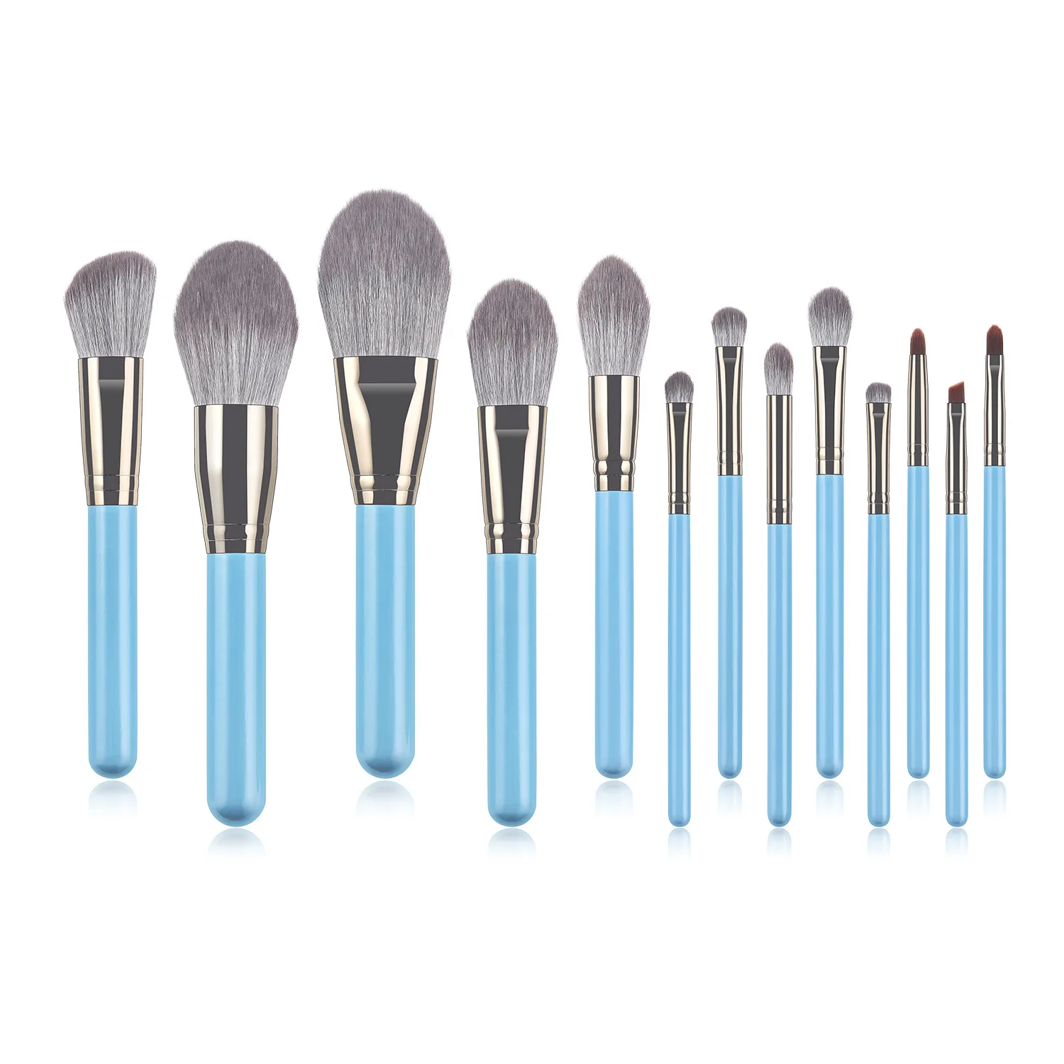 

Wood Handle Blue Professional Makeup Tools Concealer Blusher Eye Shadow Face Makeup Brush Set 13pcs High Quality