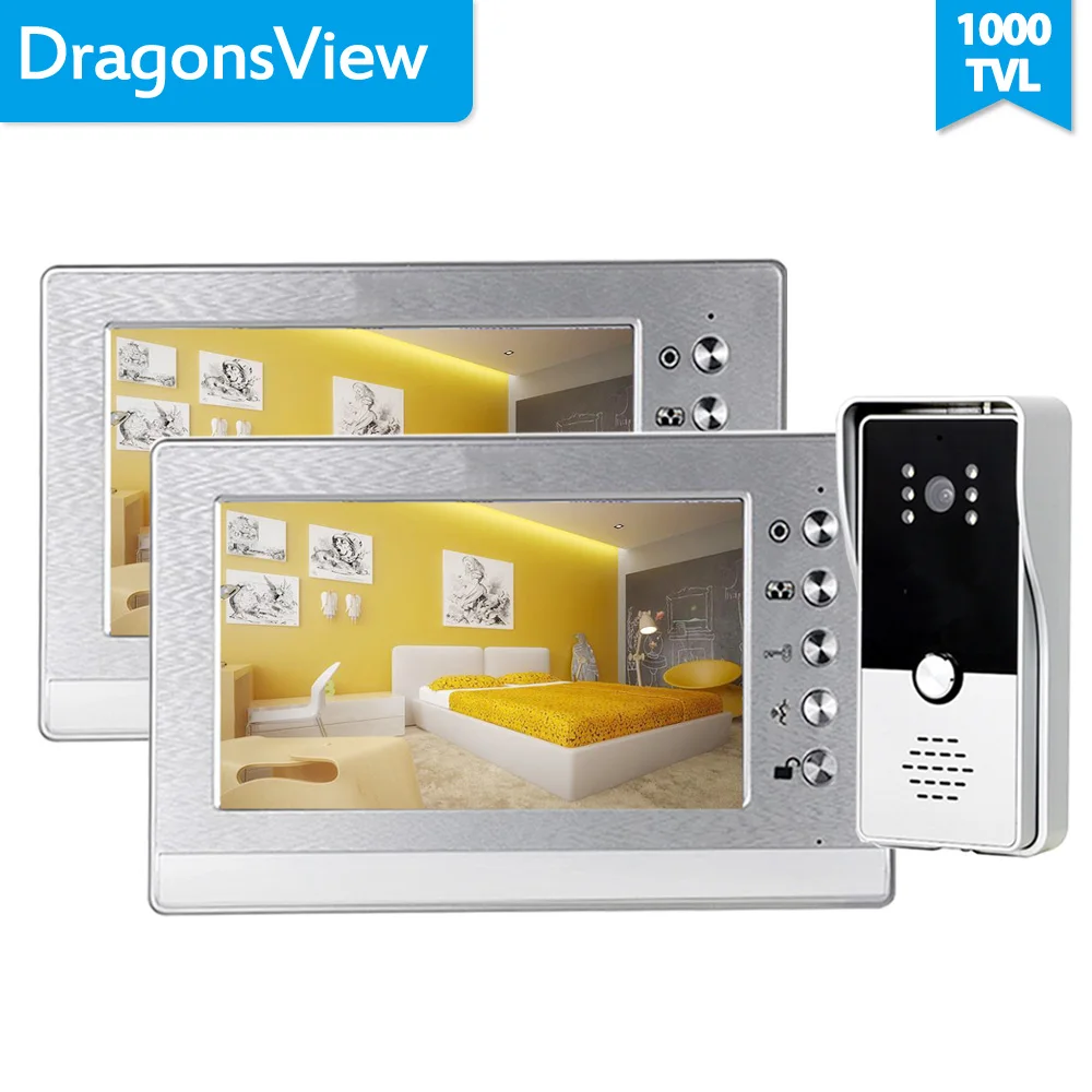 Dragonsview 7" Video Intercom System For Home Video Door Phone Doorbell with Camera Multiple System Monitoring Unlock