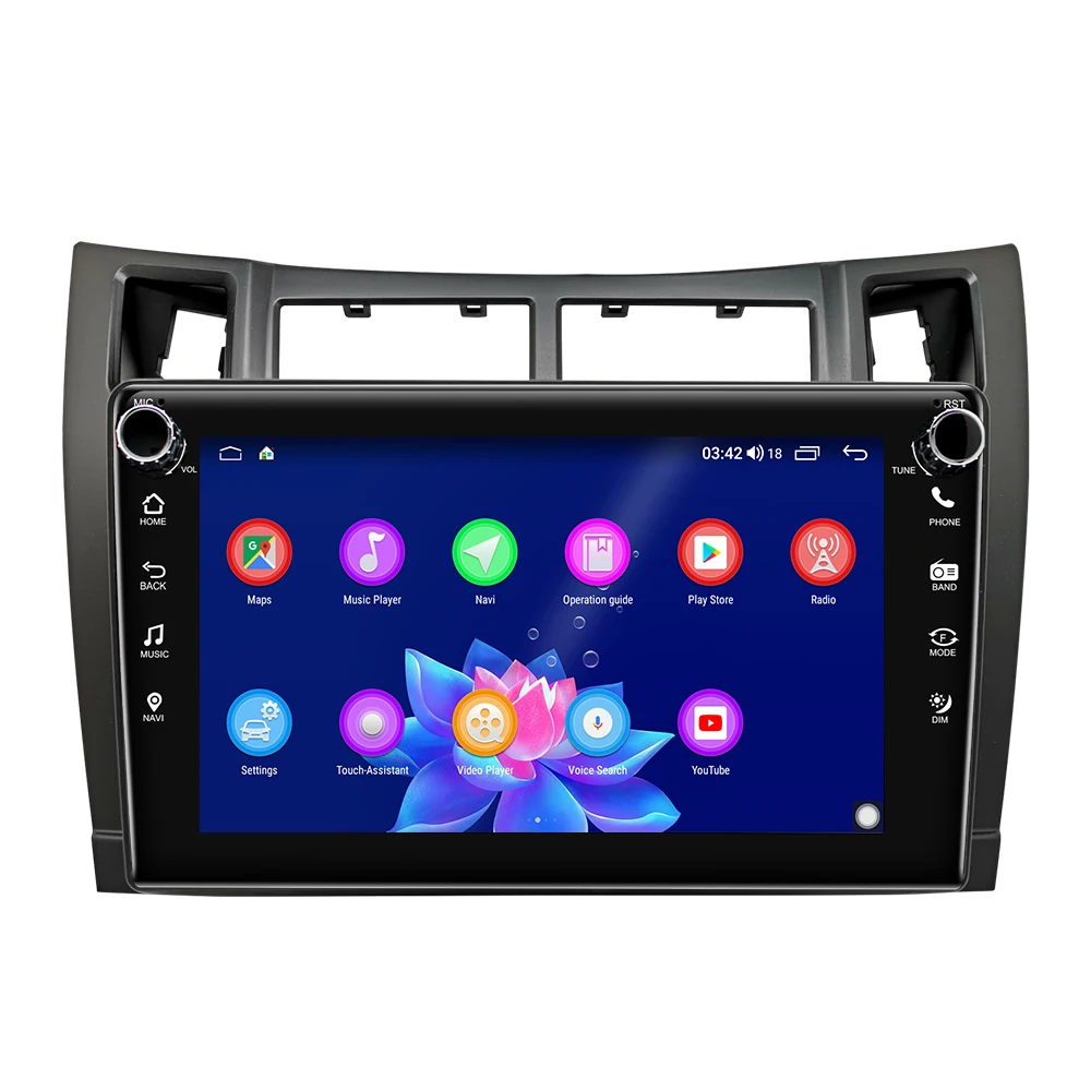 구매 안드로이드 10.0 자동차 라디오 1 Din 헤드 유닛 4GB + 64GB GPS RDS DSP 지원 4G/무선 Carplay/Android Auto For TOYOTA Yaris 2005-2011