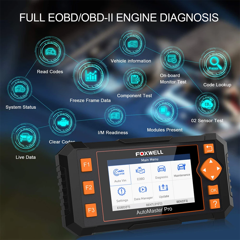 Foxwell NT634 OBD2 автомобильный диагностический инструмент двигатель ABS SRS трансмиссия