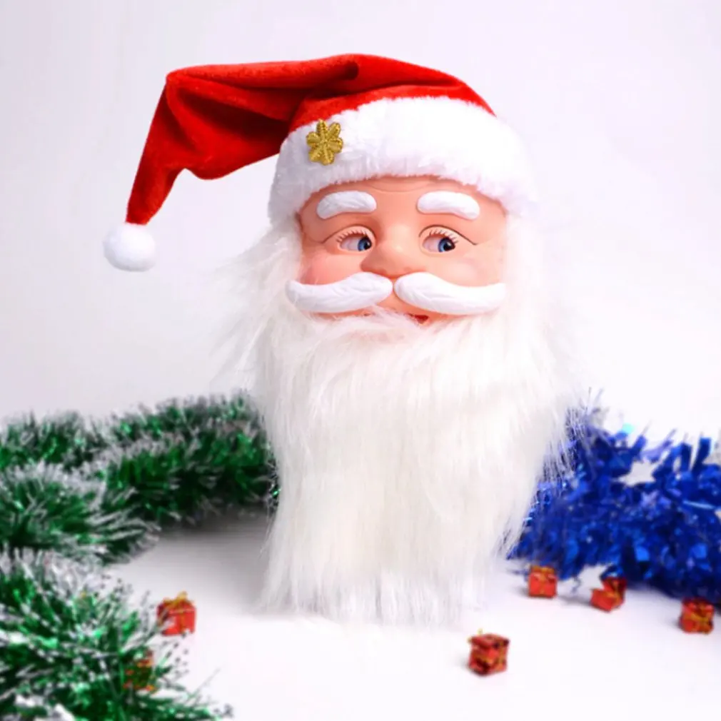 

Christmas Decorations for Home Electric Speaking and Singing Santa Claus Head 2022 New Year Children's Gift Toys