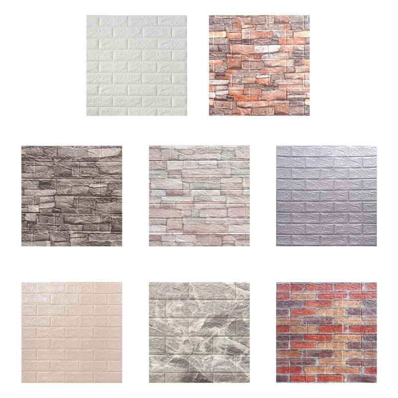 

10pcs/set 3D PVC Wall Stickers Paper Brick Stone Wallpaper Self-Adhesive Living Room Bedroom Kitchen Home Decor