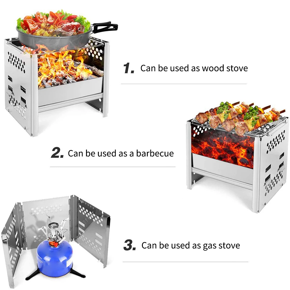 Складной барбекю Настольный гриль Нержавеющая сталь Кемпинг костра Heavy Duty