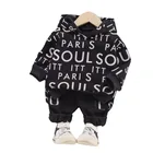 Новинка, детская модная одежда на весну и осень, толстовки и штаны для маленьких мальчиков и девочек, 2 шт.компл., Детский костюм с надписью для младенцев, спортивная одежда для малышей