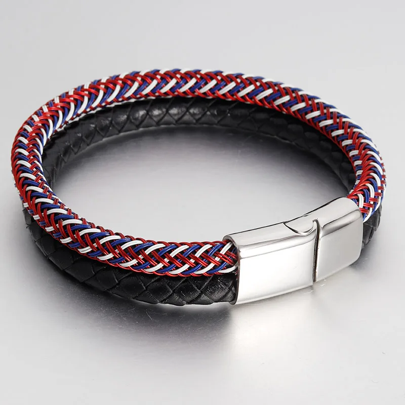 Двойной плетеный браслет из нержавеющей стали с магнитной застежкой | Украшения