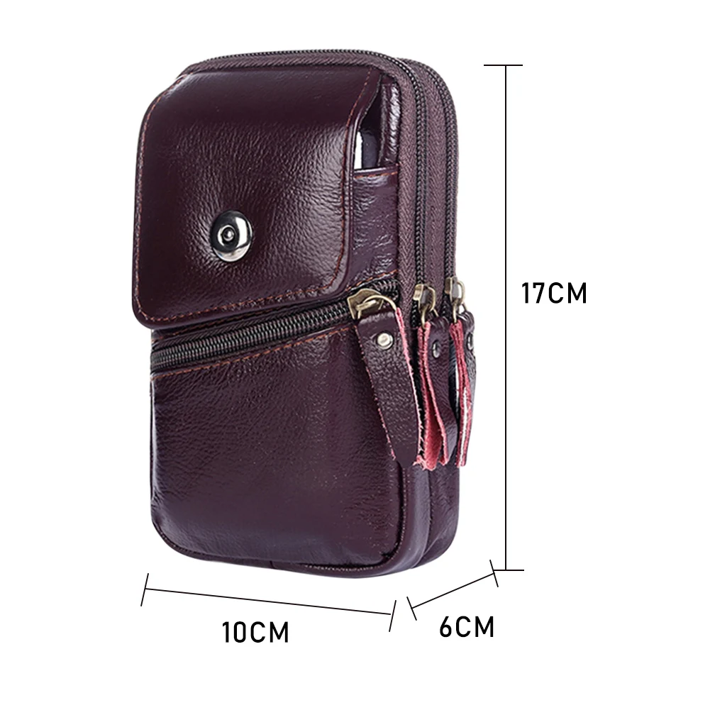 

Men Cowhide Leather Fanny Waist Bag Business Mobile Phone Belt Bum Pouch Soft PU Wallet Male Zipper Casual Pocket