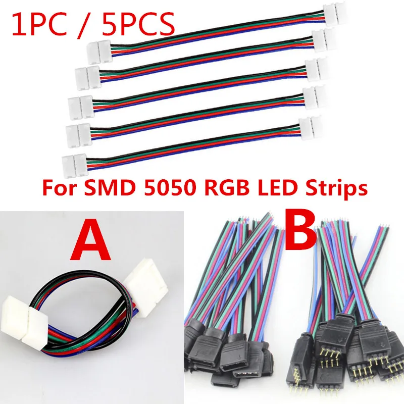 1/5 шт. 4 Pin светодиодный RGB полоса соединителей Женский Мужской разъемы провод