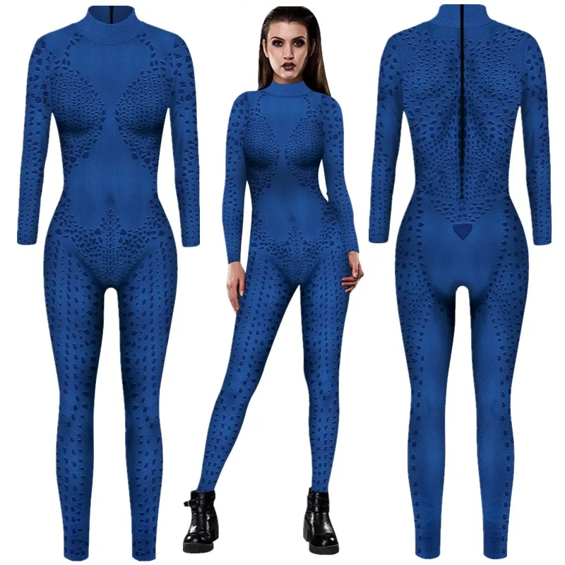 

Superhero Mystique Raven Darkholme Cosplay Sexy Jumpsuit Catsuit Character Costumes Zentai Halloween Women Bodysuit Fancy Dress