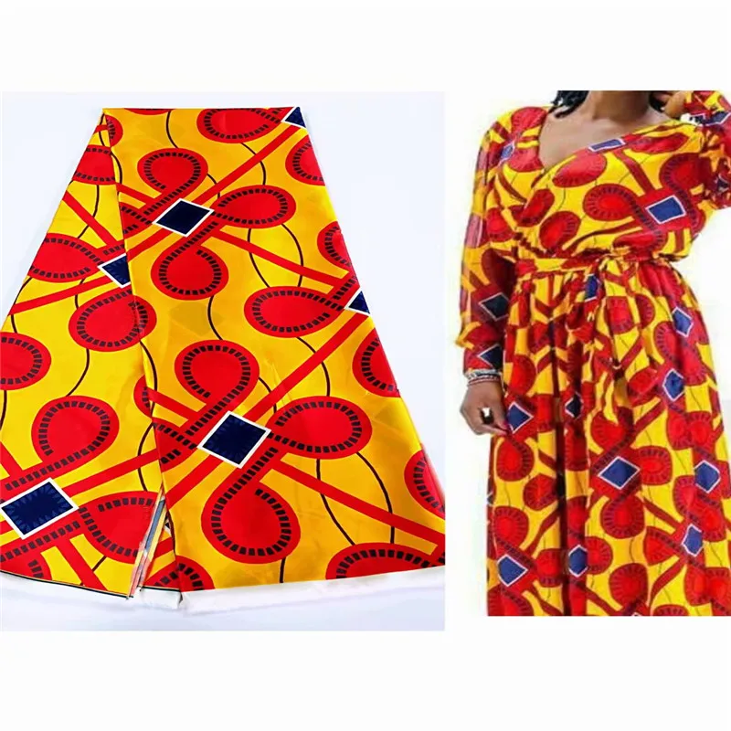 Новейшая атласная шелковая ткань с Африканским восковым узором для платья