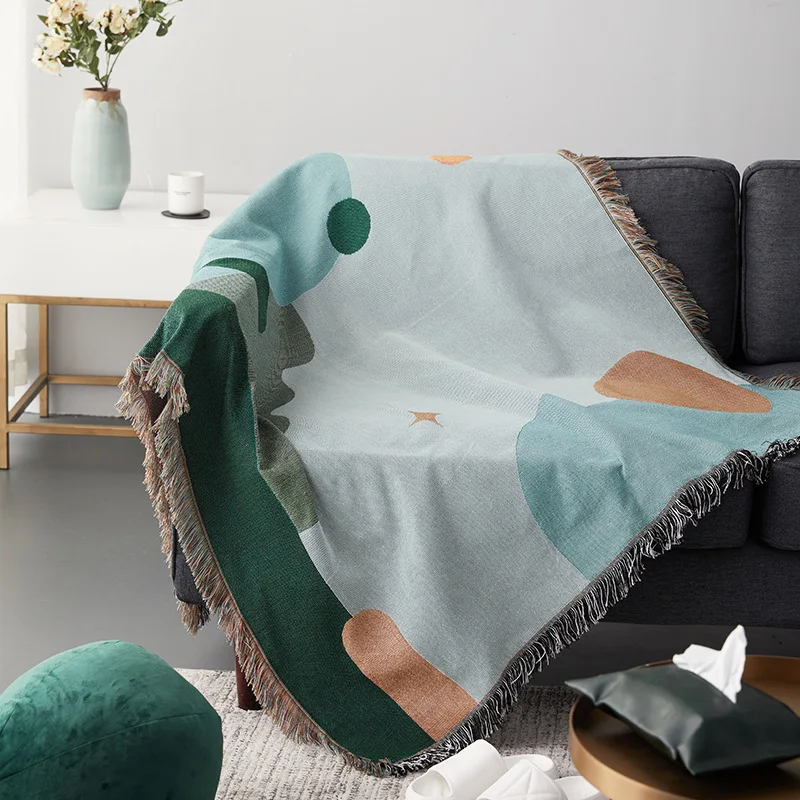 

Geometry Sofa Throw Blanket Simple Carpet Star Moon Tapestry Sofa Towel Knitted Throw Blanket Bedspread Home Decoration