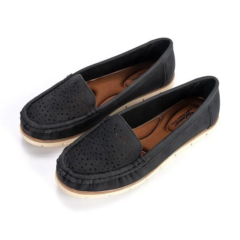

Loafers Women's Shoes Woman Flats Boat Hollow Out Sewing Shallow Casual Ladies Light 2020 Autumn Fashion Plus Size 35-43