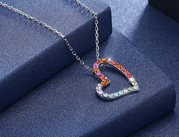 

YTF43 925 Silver Heart-shaped Necklace for Boys and Girls Wedding and Engagement Birthday Gifts