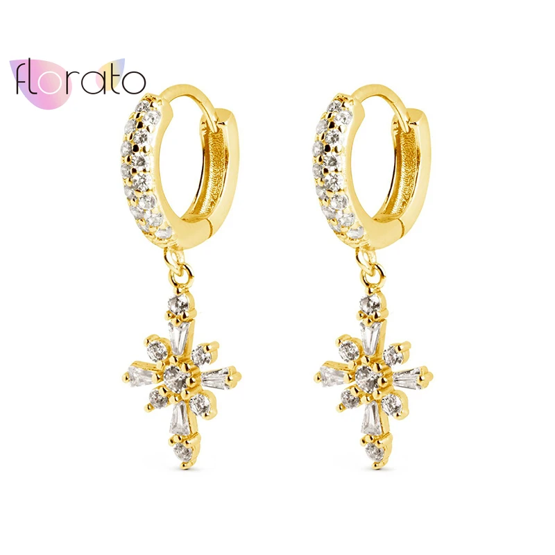 Серьги кольца женские из серебра 925 пробы с кристаллами|Серьги-кольца| |