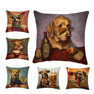 Чехол с изображением животных, собаки, строительная подушка, чехол, французская искусственная Подушка, наволочки, домашние декоративные льняные подушки