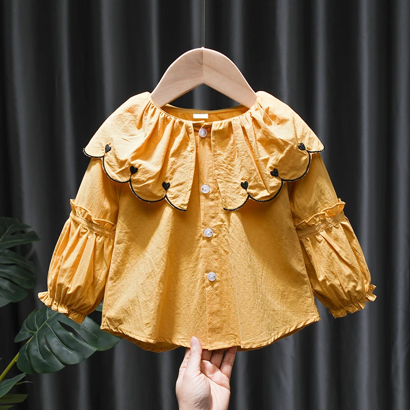 

Рубашка для детей, одежда для девочек, весна-осень, тонкая белая блузка, рубашка, кардиган, Детская Повседневная рубашка с длинным рукавом